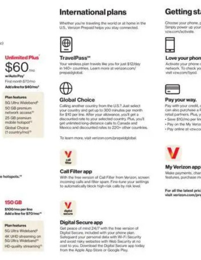 Verizon Prepaid Brochure ad catalog