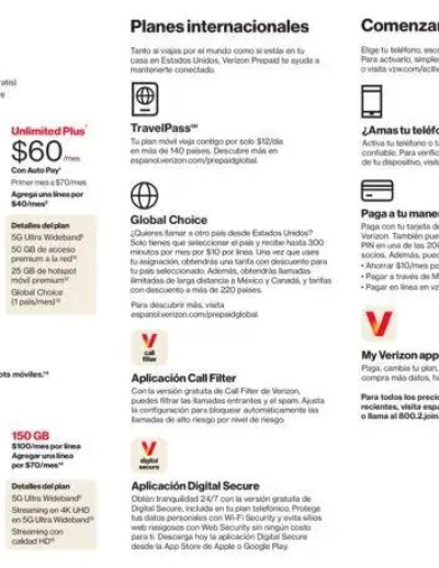Verizon Prepaid Brochure - Spanish ad catalog